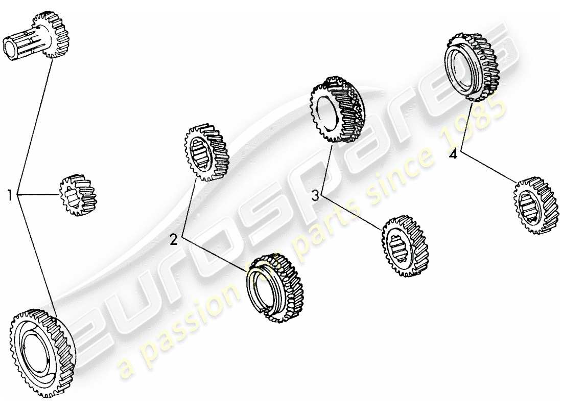 porsche 1966 (911/912) set ruote dentate - sportomatic diagramma delle parti