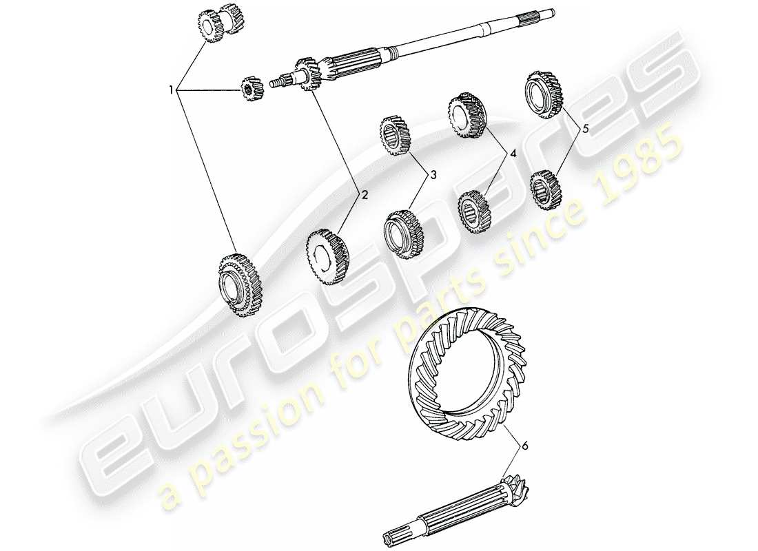 porsche 1966 (911/912) set di ruote dentate - 5-speed - trasmissione diagramma delle parti