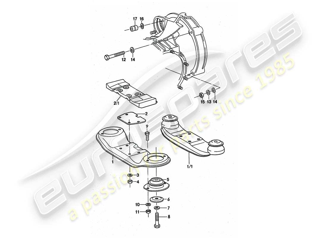 porsche 1976 (911 turbo) sospensione della trasmissione diagramma delle parti