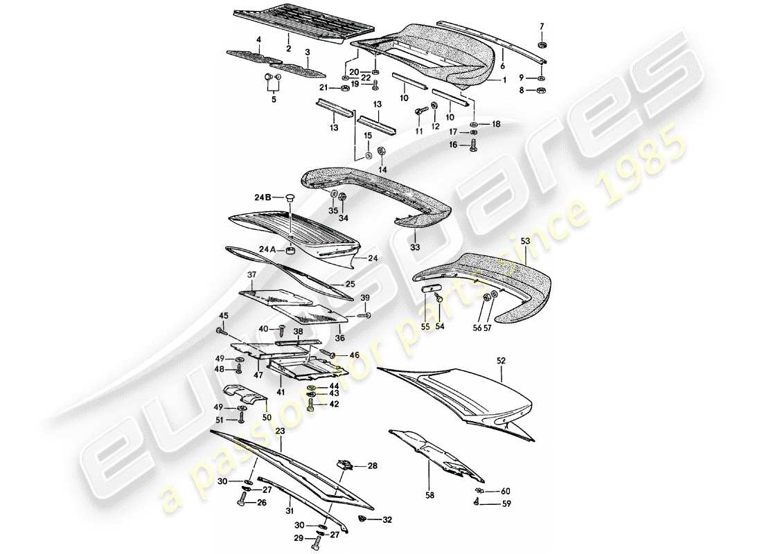 porsche 1983 (911) schema delle parti spoiler posteriore