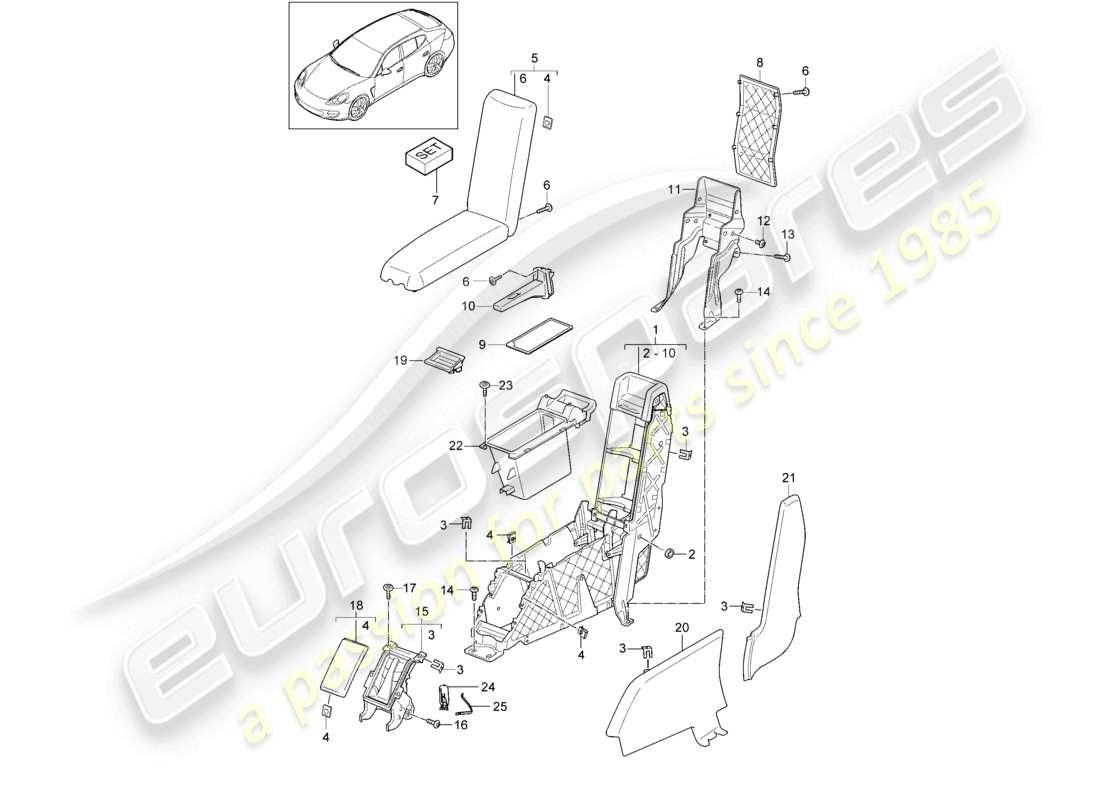porsche 2012 (panamera 970) consolle centrale posteriore versione business d >>- mj 2013 schema delle parti