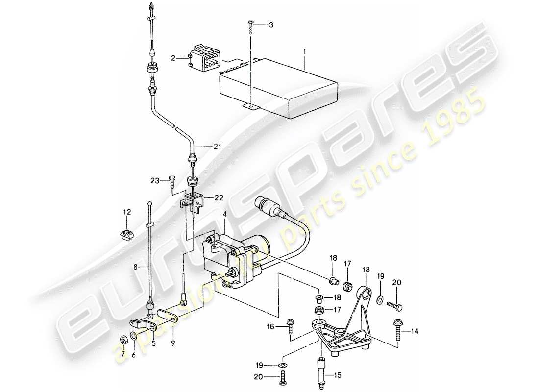 porsche 1995 (993) sistema di controllo della velocità di crociera diagramma delle parti