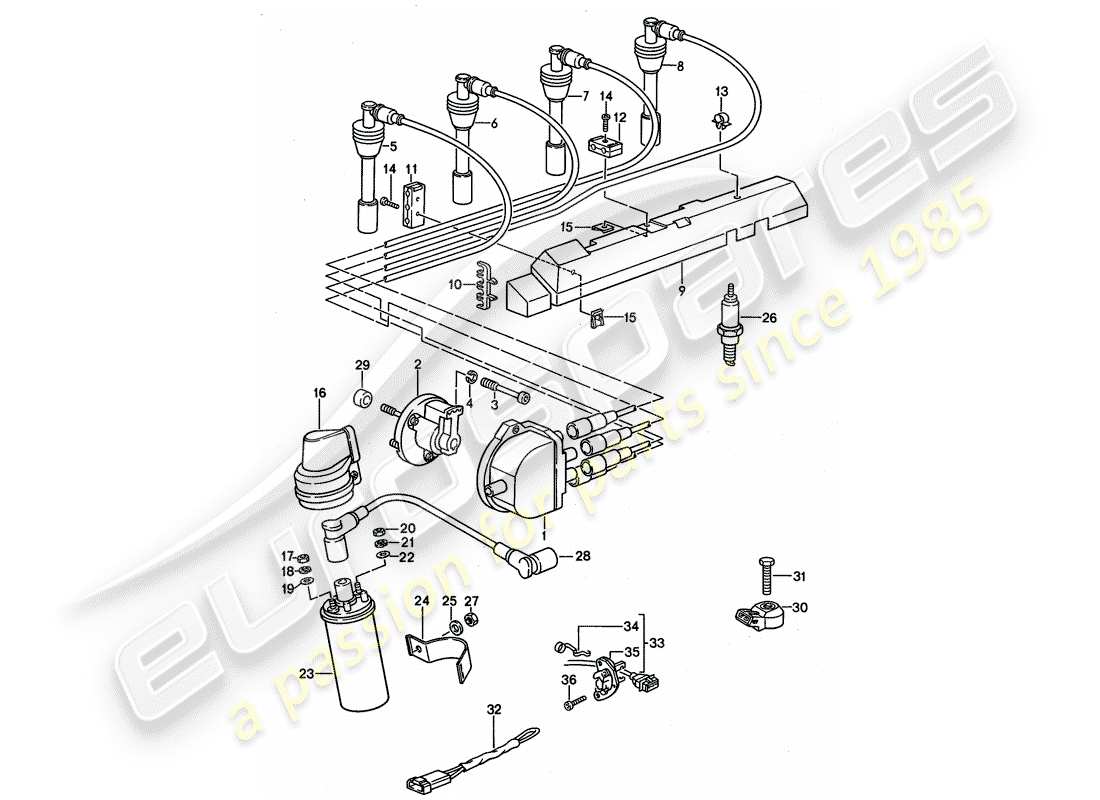 porsche 1994 (968) impianto elettrico del motore 1 diagramma delle parti