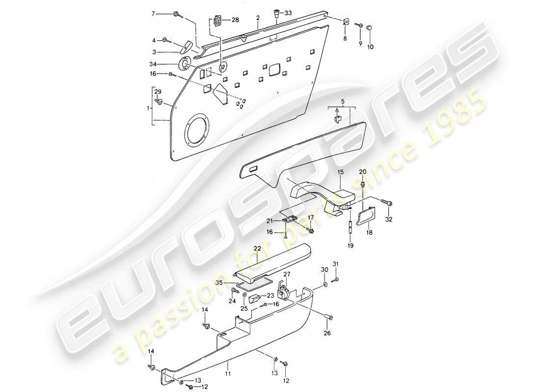 porsche 1994 (993) equipaggiamenti interni - porte - d >> - mj 1996 schema delle parti