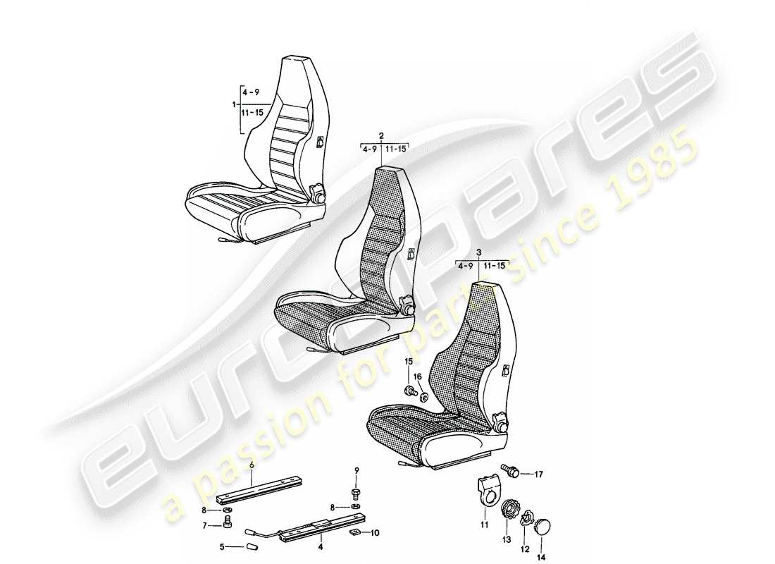 porsche 1985 (911) sedile sportivo - completo - d >> - mj 1984 schema delle parti