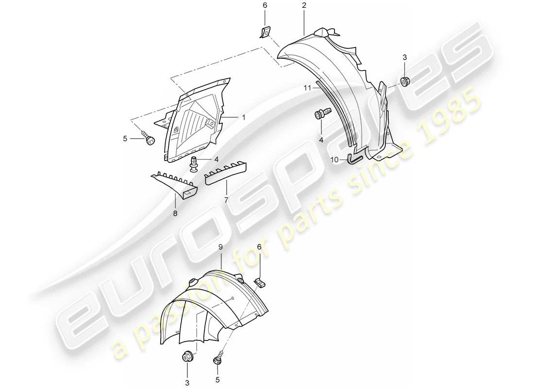 porsche 2000 (996) finiture - per - passaruota - d - mj 2002>> schema delle parti
