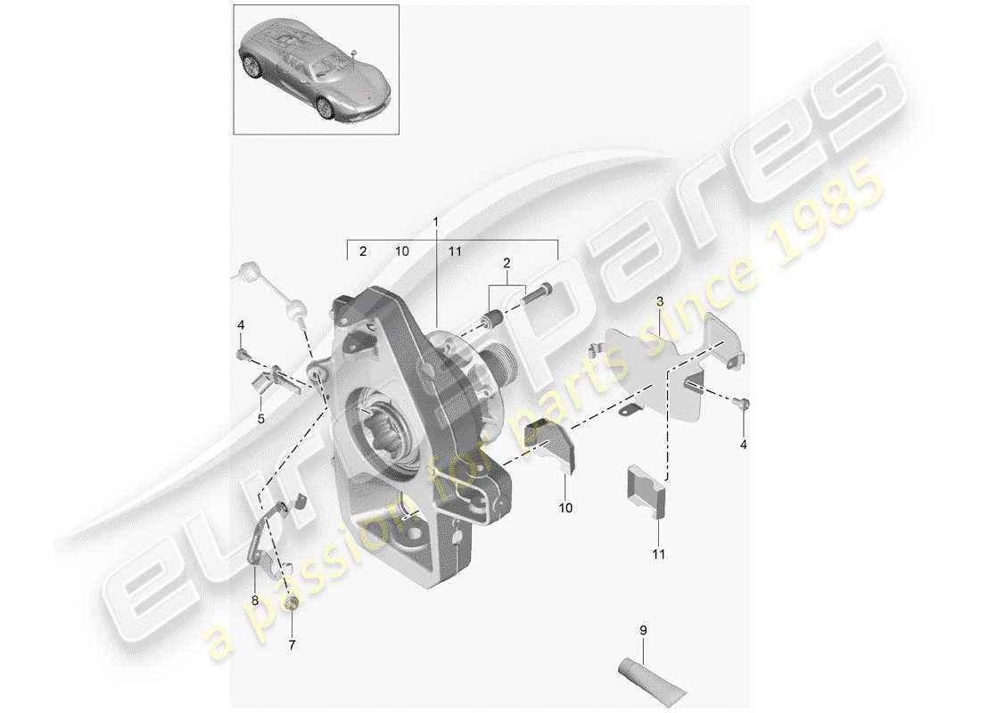 porsche 2015 (918 spyder) schema delle parti portaruota