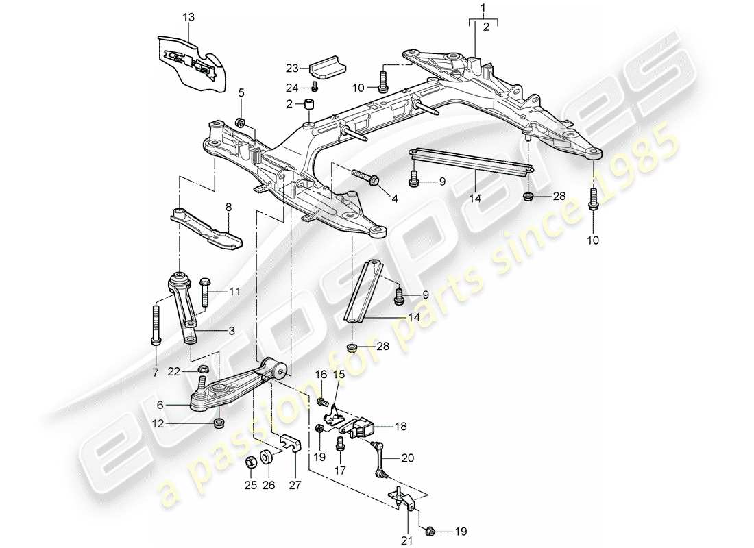 porsche 2009 997-2 turbo / gt2 diagramma delle parti della traversa