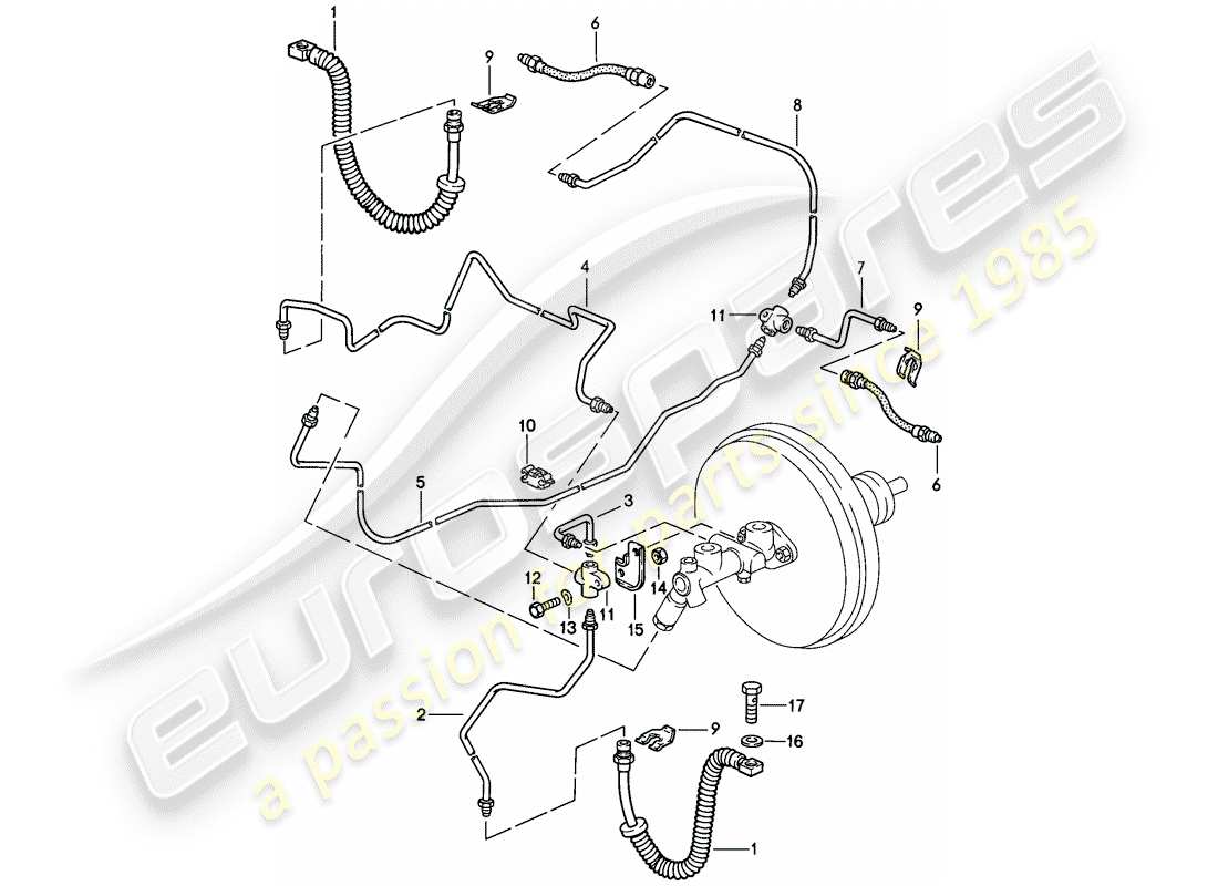 porsche 1983 (928) linee freno - d - mj 1984>> schema delle parti
