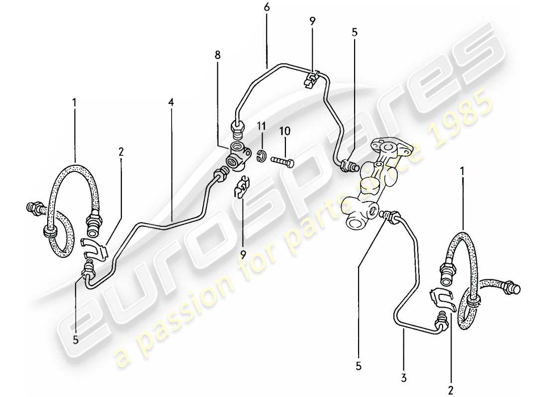 porsche 1979 (924) diagramma delle parti delle linee dei freni