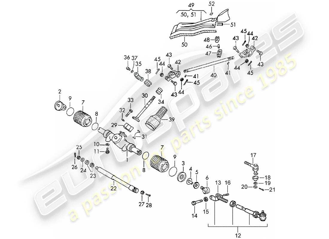 porsche 1966 (911/912) organo di sterzo - leveraggio dello sterzo - d >> - mj 1968 schema delle parti
