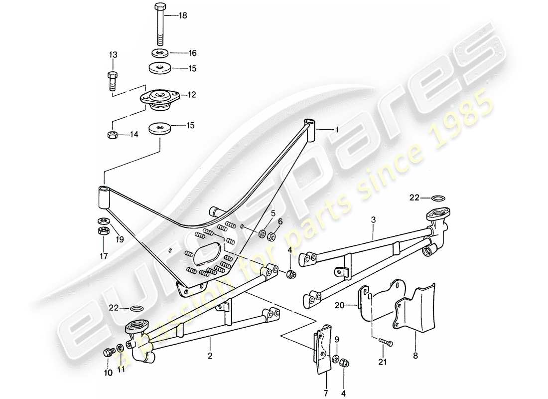 porsche 1987 (959) sospensioni motore - staffa - turbocompressore gas di scarico schema delle parti