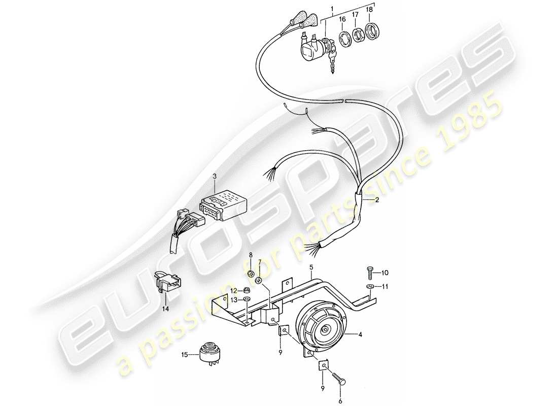 porsche 1987 (959) sistema d'allarme diagramma delle parti