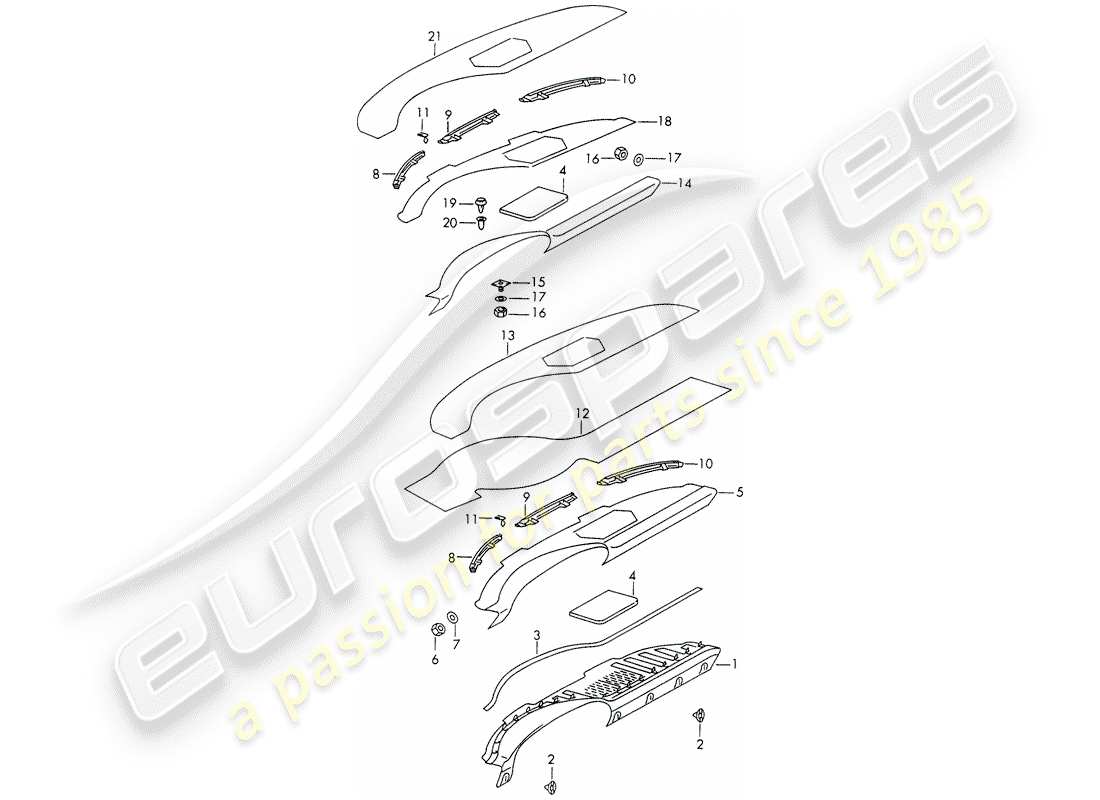 porsche 1966 (911/912) cruscotto - rivestimento del pannello cruscotto - d >> - mj 1968 schema delle parti