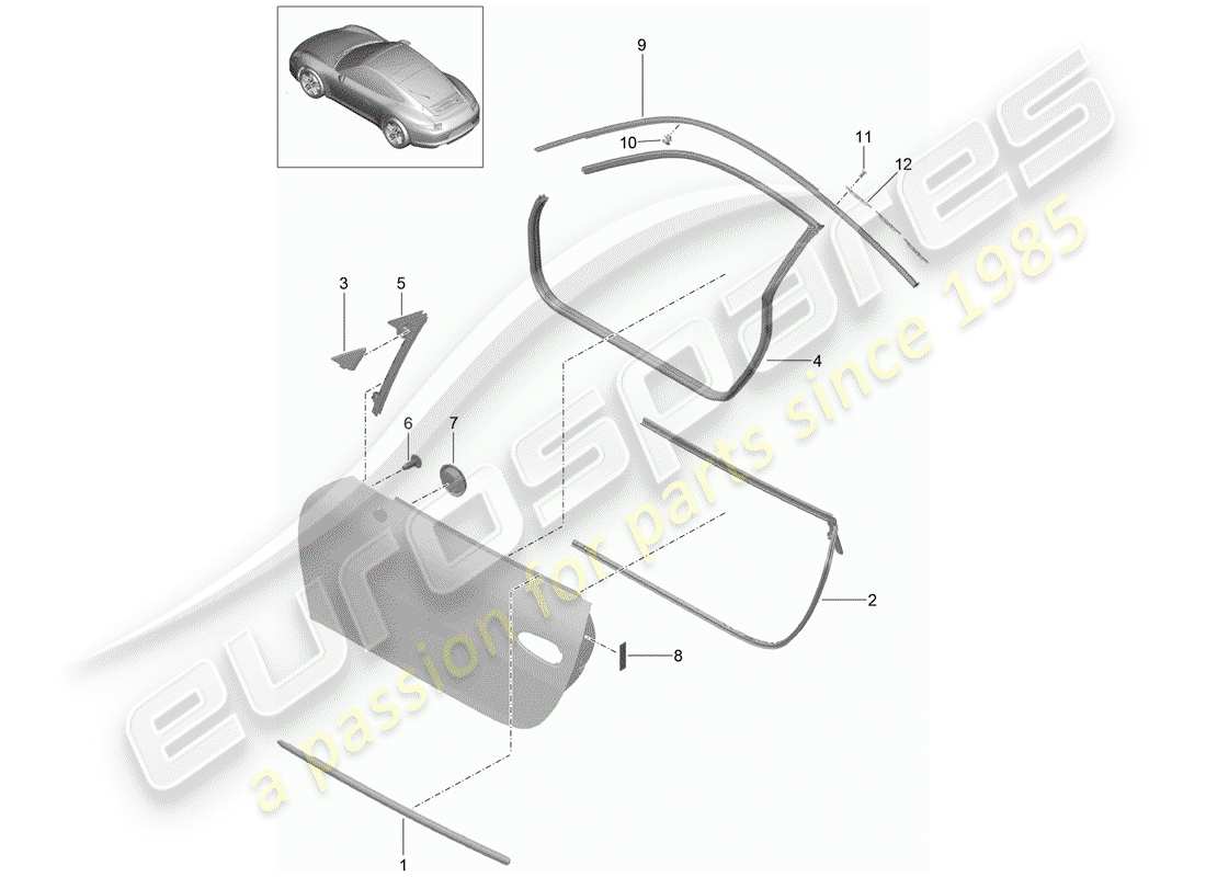 porsche 2015 (991-1) guarnizione della porta diagramma delle parti