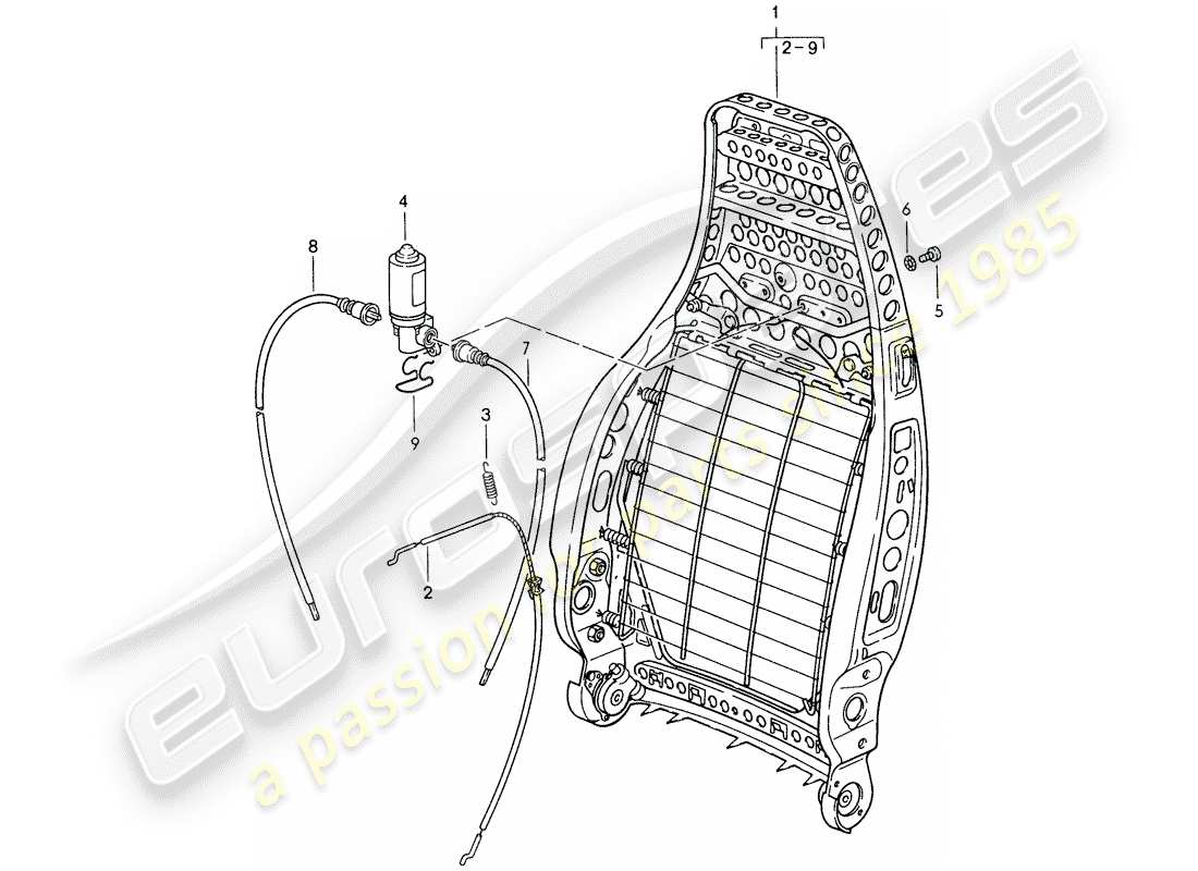 porsche 1987 (959) telaio schienale - regolabile elettricamente diagramma delle parti