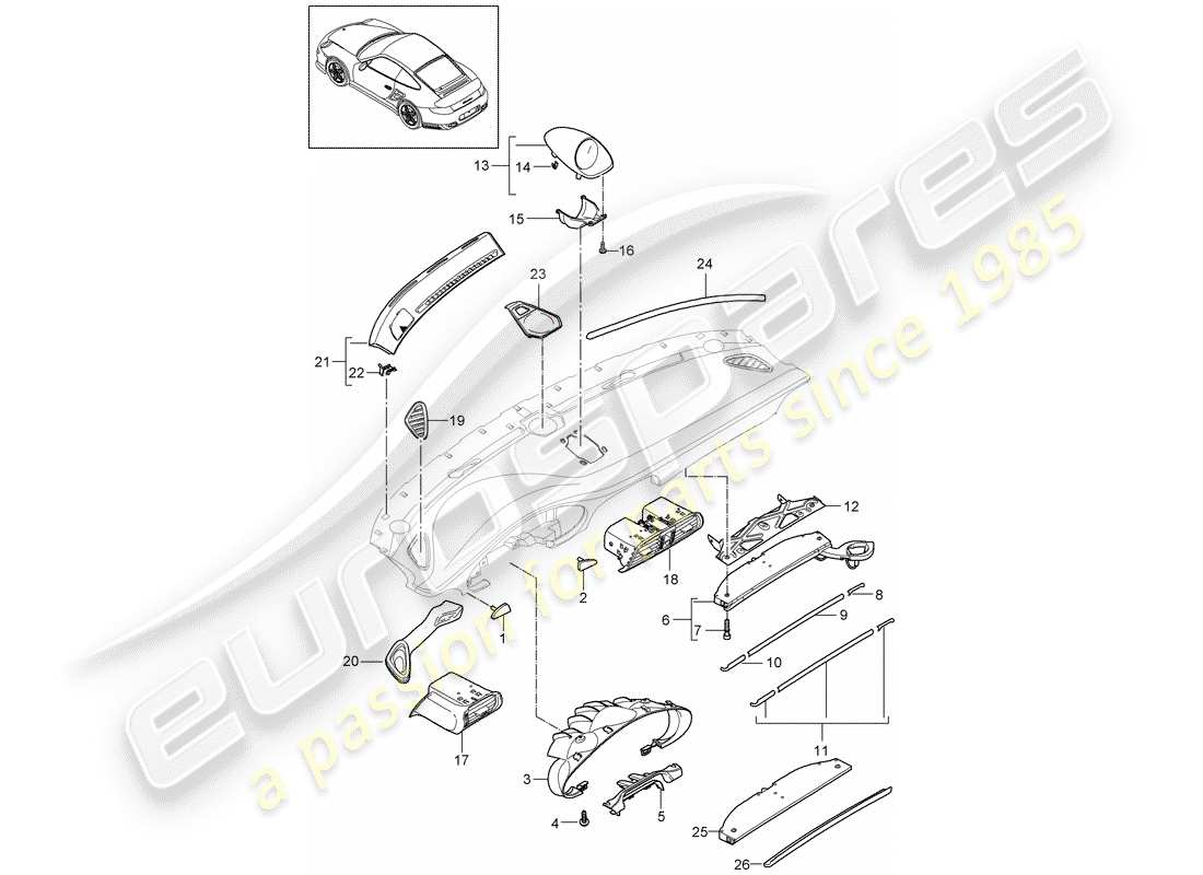 porsche 2013 (997-2 turbo / gt2 rs) accessori schema delle parti