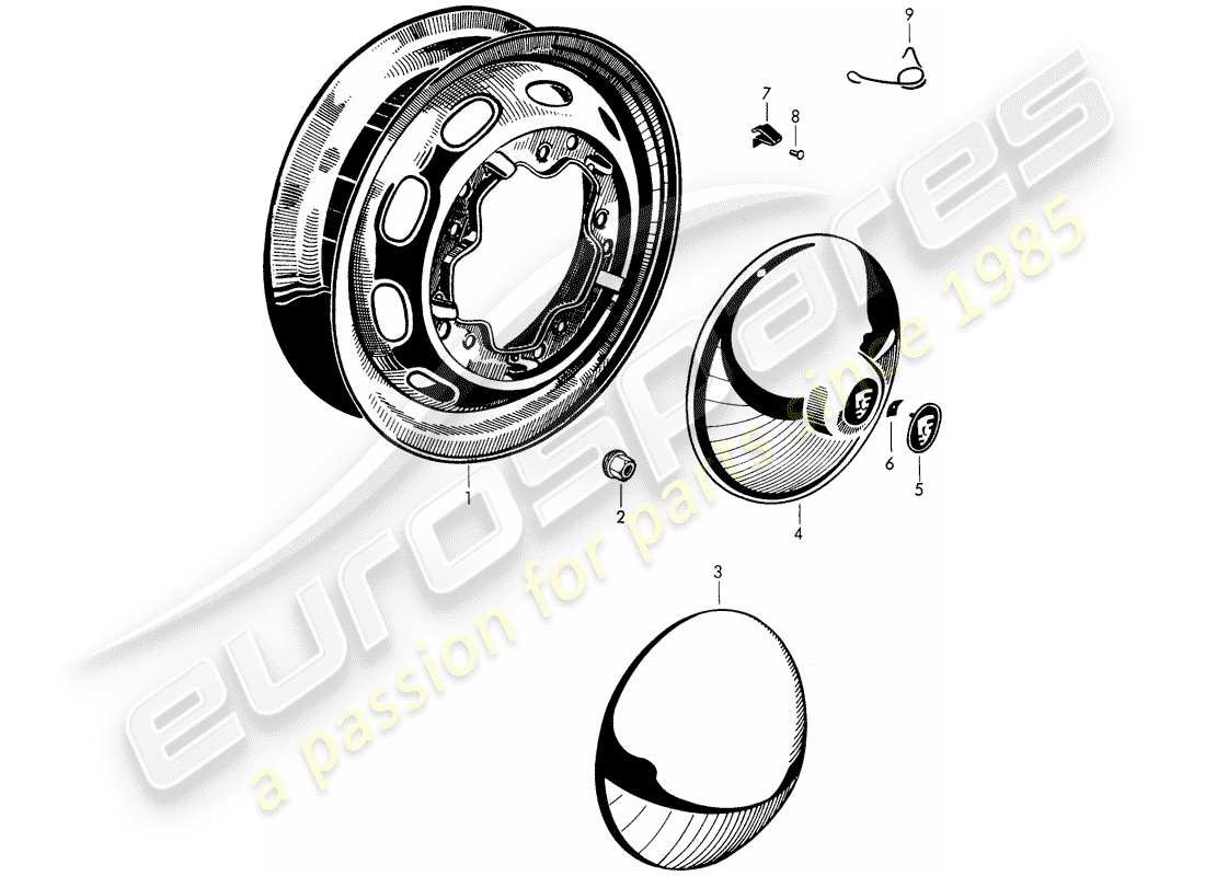 porsche 1963 (356b/356c) ruote diagramma delle parti
