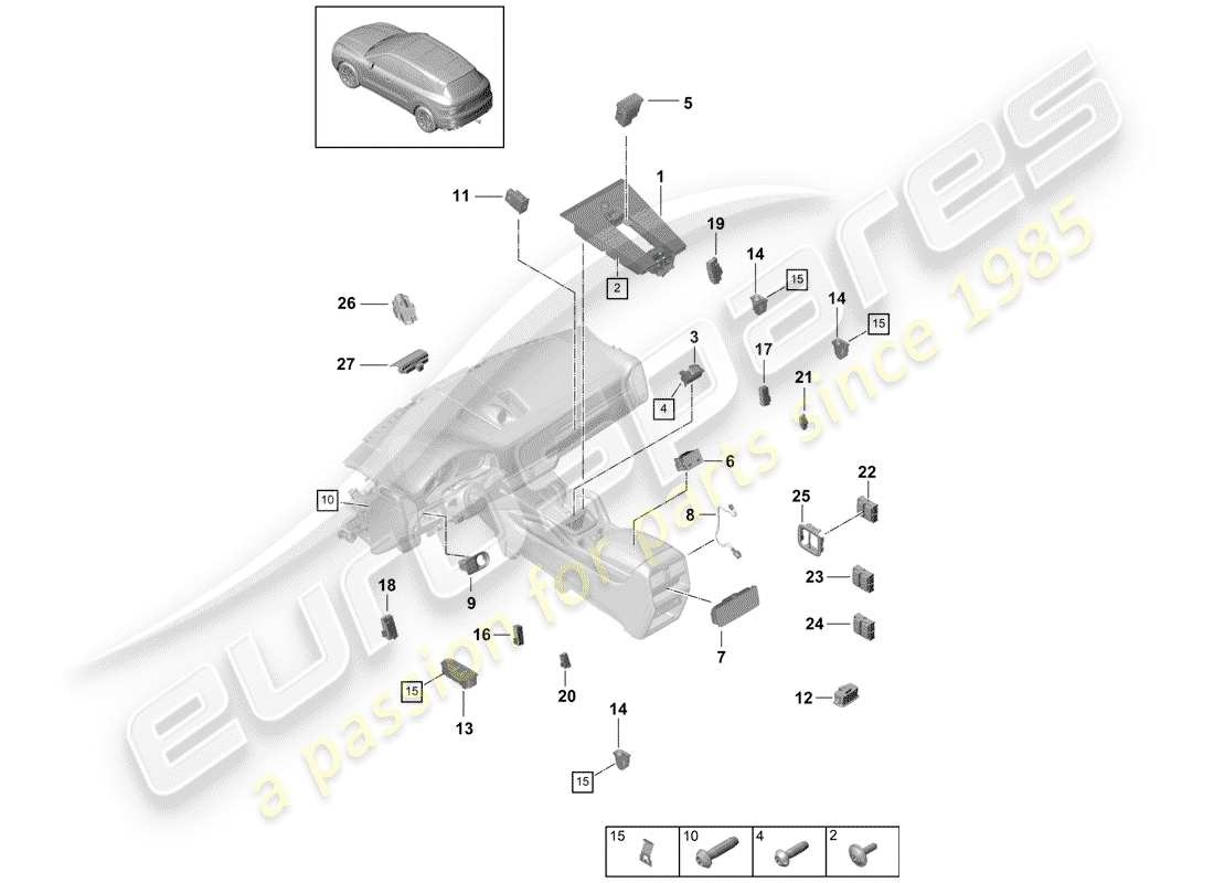 porsche 2020 (cayenne e3 9ya/9yb) interruttore diagramma delle parti
