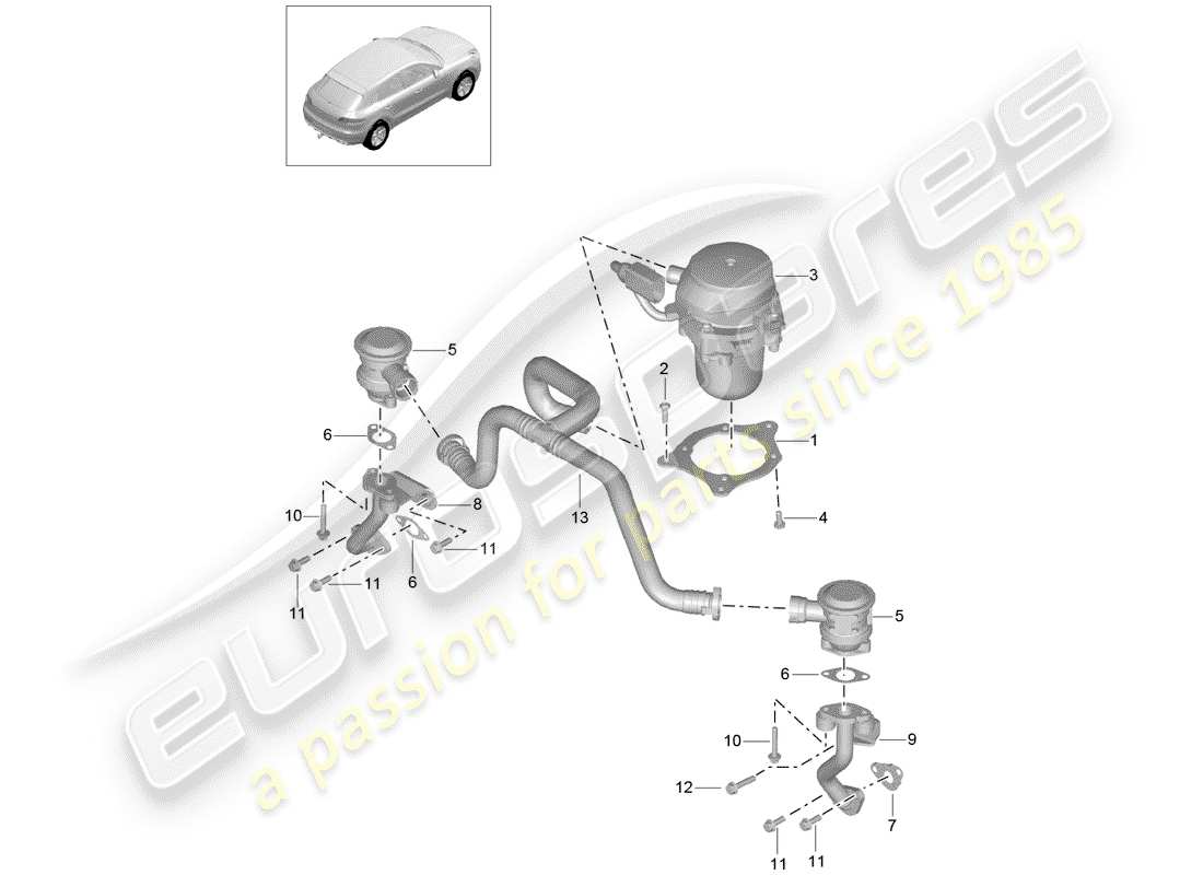 porsche 2015 (macan) pompa aria secondaria diagramma delle parti