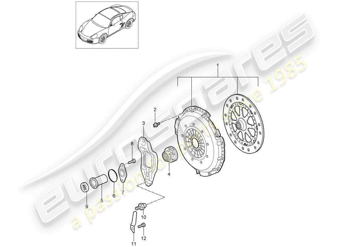 porsche 2011 (987 cayman) frizione diagramma delle parti