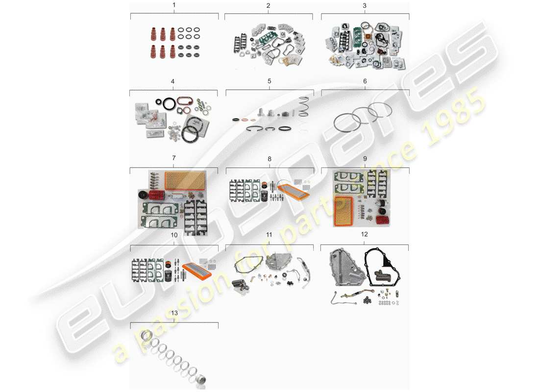 porsche 1983 (911) set di manutenzione - set guarnizioni - kit di riparazione schema delle parti