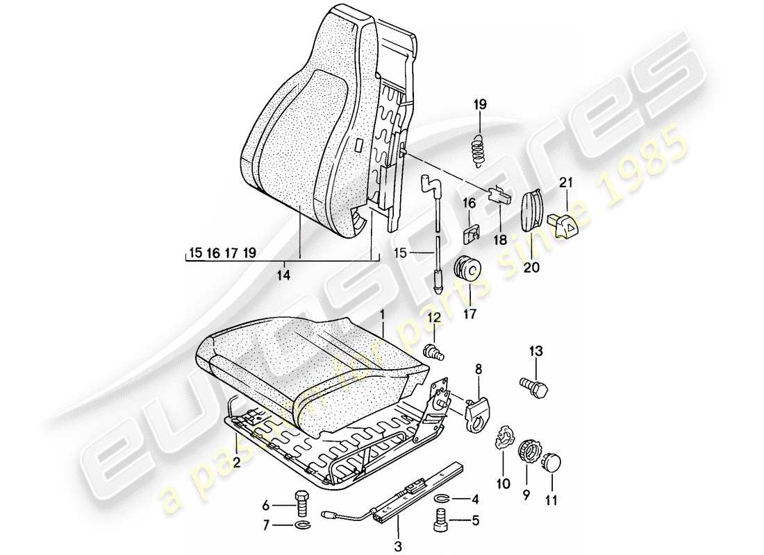 porsche 1982 (944) sedile anteriore - parti singole diagramma delle parti