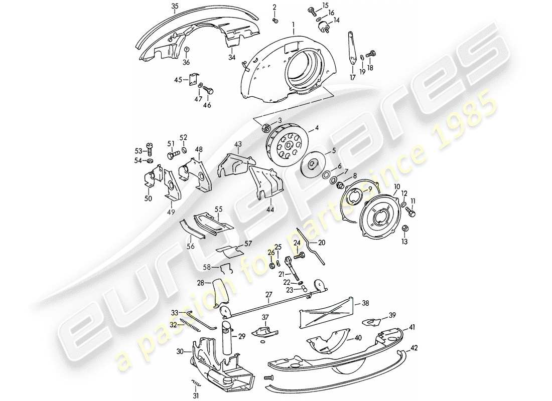porsche 1963 (356b/356c) raffreddamento ad aria - riscaldatore - vecchia versione schema delle parti