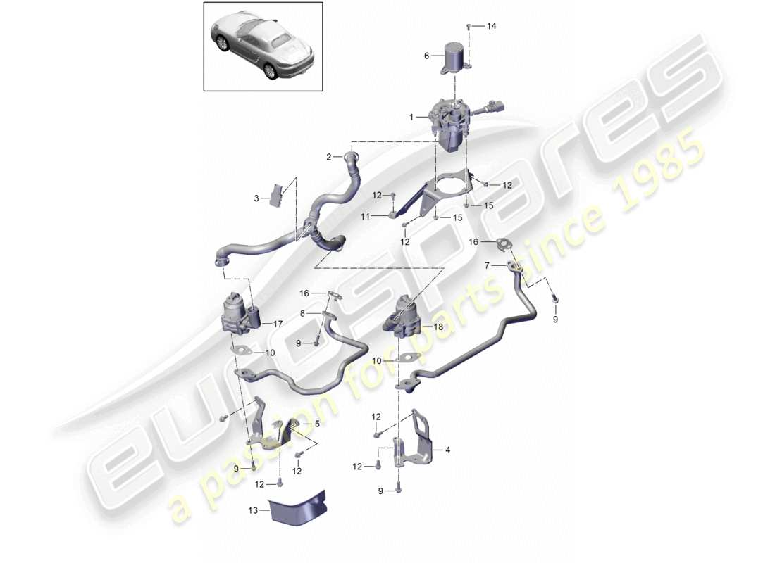 porsche 2018 (718 boxster) pompa aria secondaria diagramma delle parti