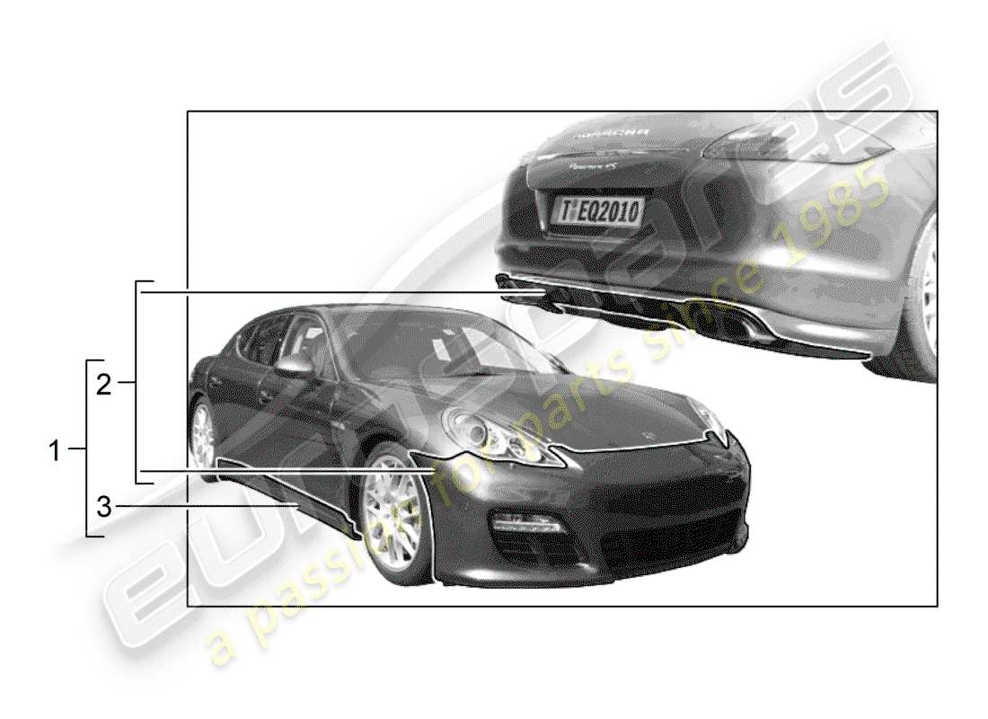 porsche 2019 (tequipment panamera) pacchetto design sportivo diagramma delle parti