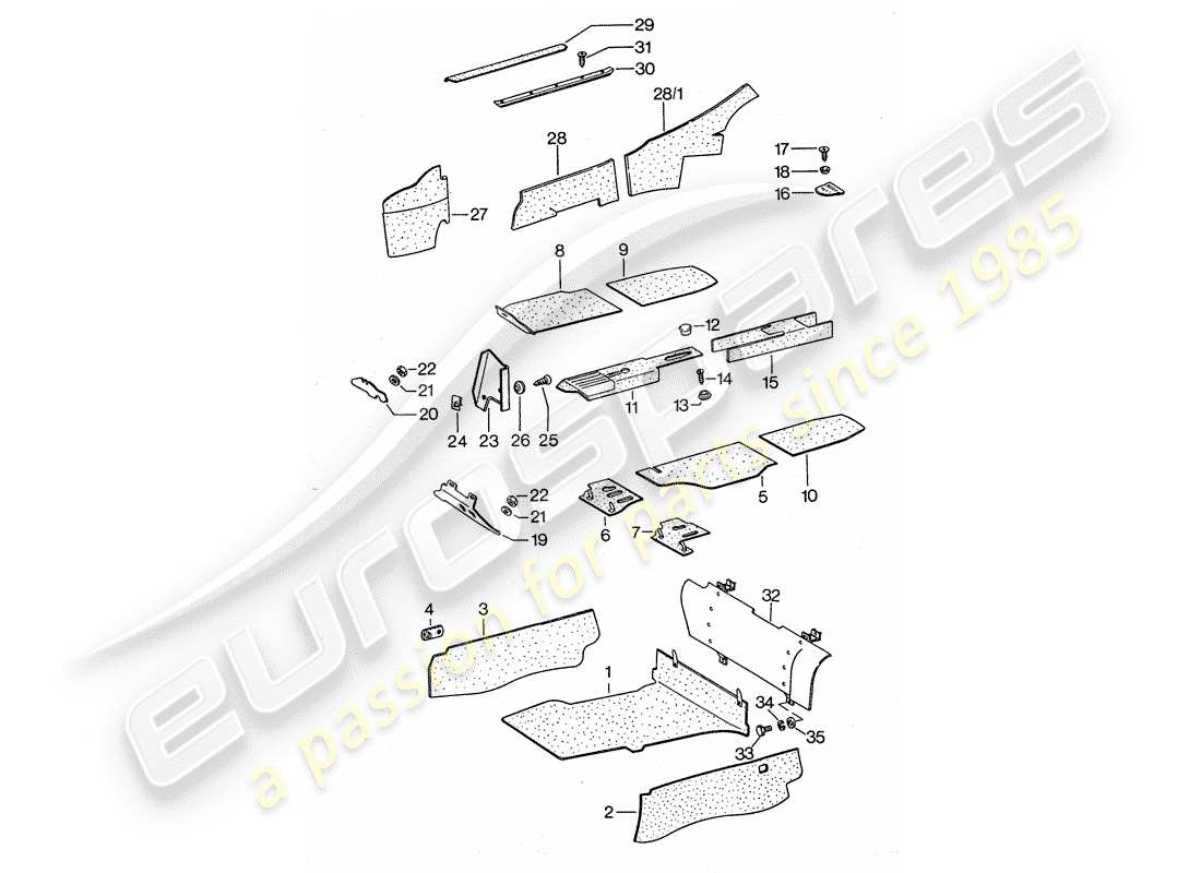 porsche 1977 (911 turbo) liner diagramma delle parti