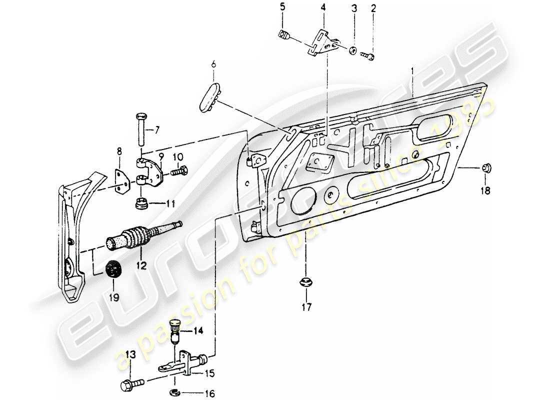 porsche 1990 (964) guscio della porta diagramma delle parti