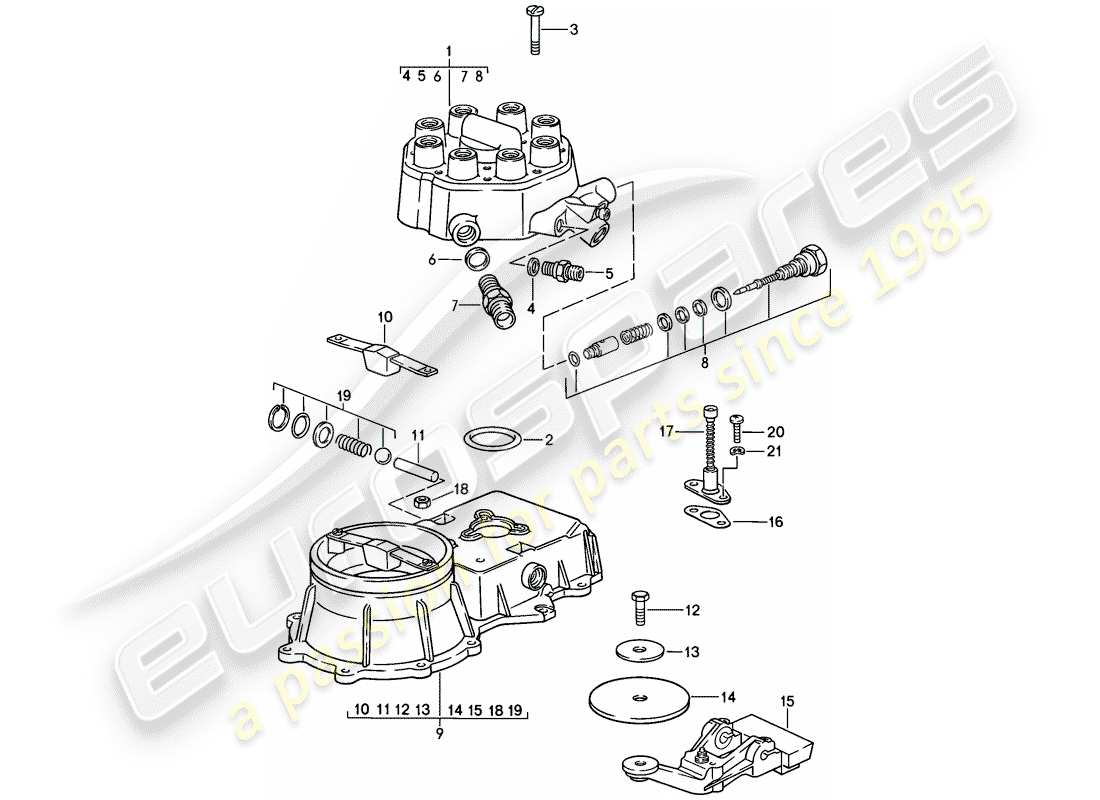 porsche 1986 (928) k-jetronic - 1 - centralina miscela - d - mj 1983>> - mj 1983 schema delle parti