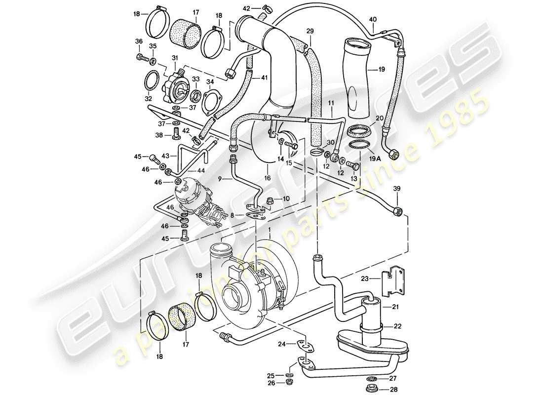 porsche 1986 (911) turbocompressione diagramma delle parti