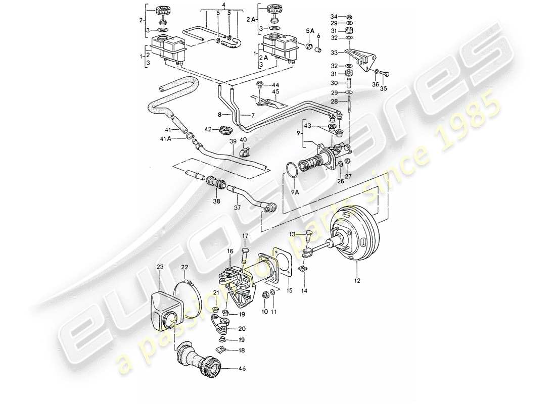 porsche 1994 (993) serbatoio per - liquido freno - pompa freno schema delle parti