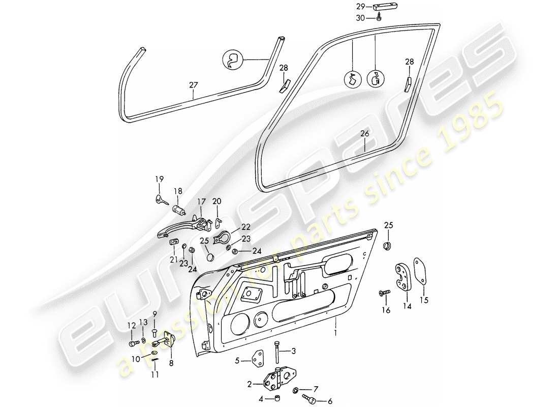 porsche 1966 (911/912) diagramma delle parti porte