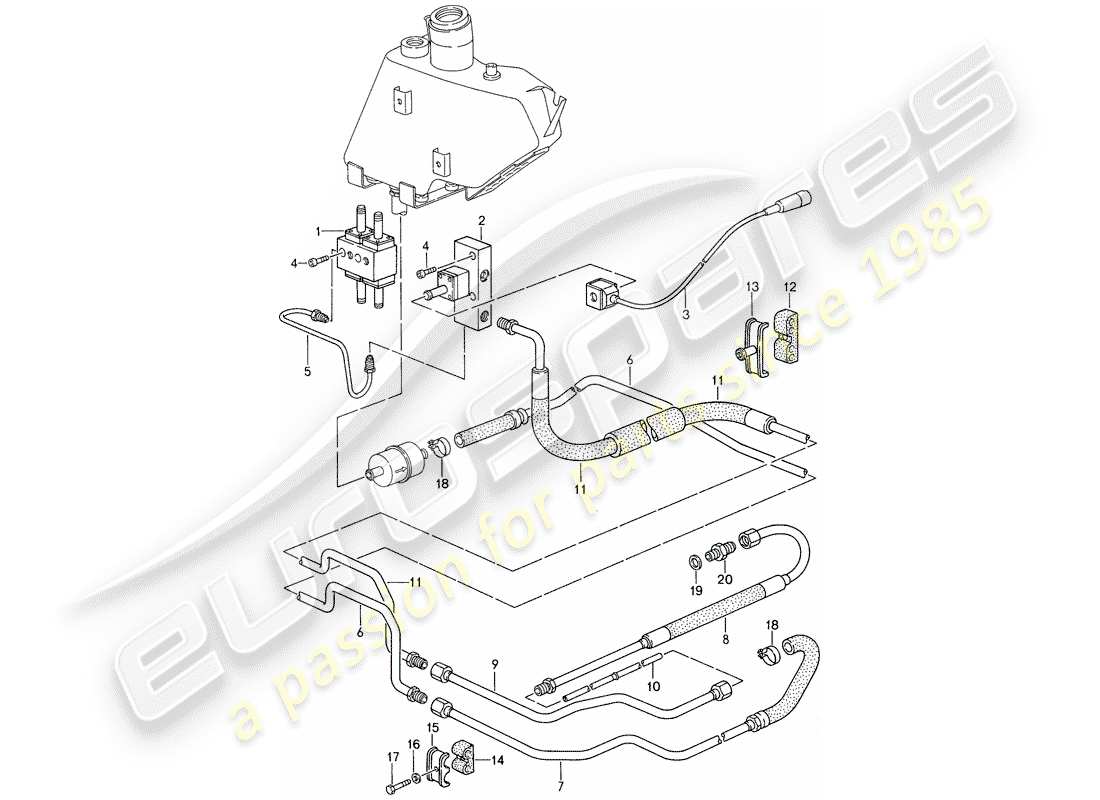 porsche 1987 (959) sistema autolivellante - controllo diagramma delle parti