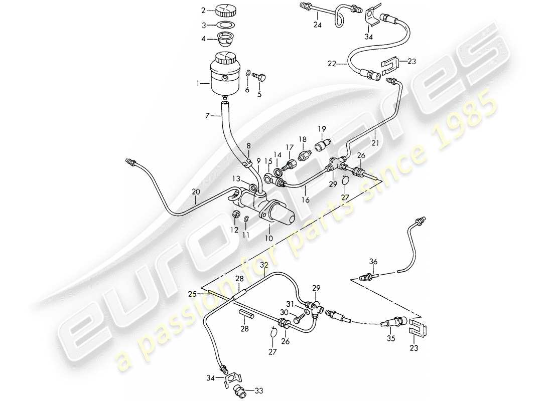 porsche 1968 (911/912) serbatoio per - liquido freno - pompa freno - d >> - mj 1967 schema delle parti