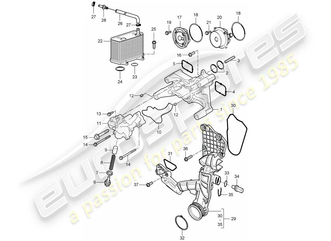 porsche 2006 (987 cayman) pompa dell'olio diagramma delle parti