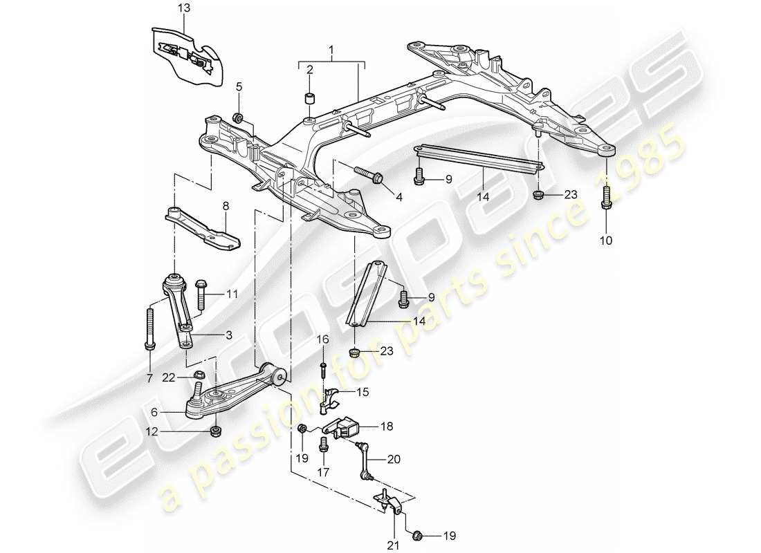 porsche 2006 (987 cayman) membro trasversale diagramma delle parti