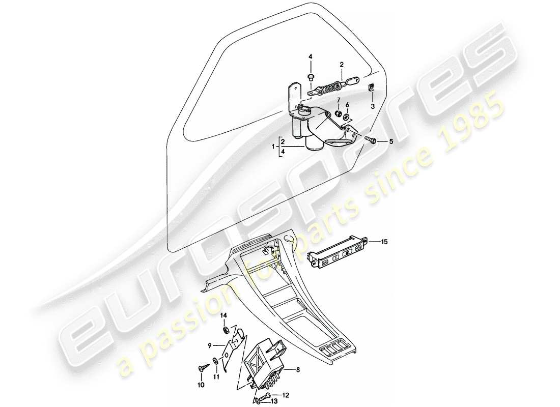 porsche 1984 (928) sistema di chiusura centralizzata diagramma delle parti