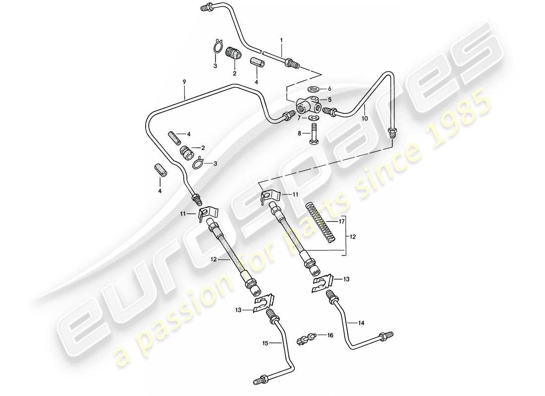 porsche 1986 (911) linea freno diagramma delle parti