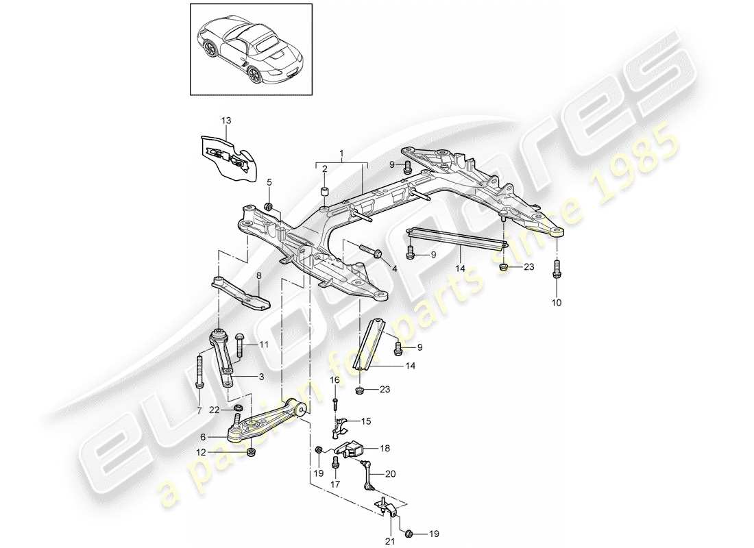 porsche 2009 (987 boxster) membro trasversale diagramma delle parti