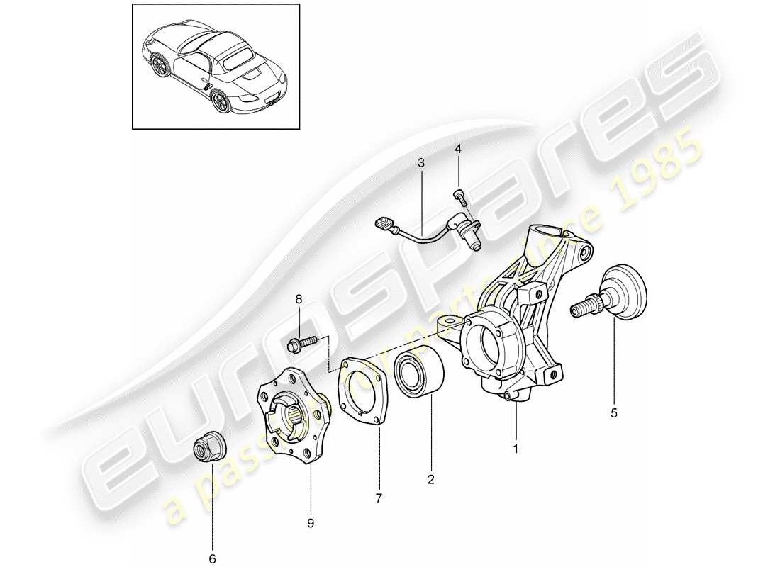 porsche 2009 (987 boxster) schema delle parti portaruota