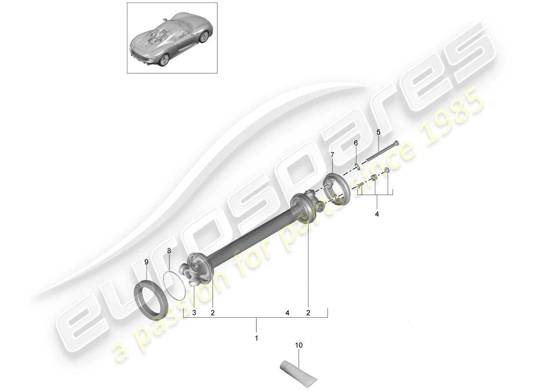 porsche 2015 (918 spyder) albero di trasmissione diagramma delle parti