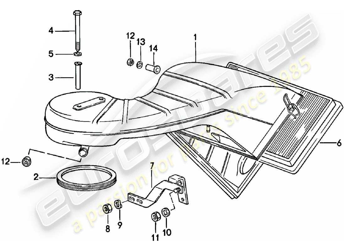 porsche 1983 (911) diagramma delle parti del filtro dell'aria