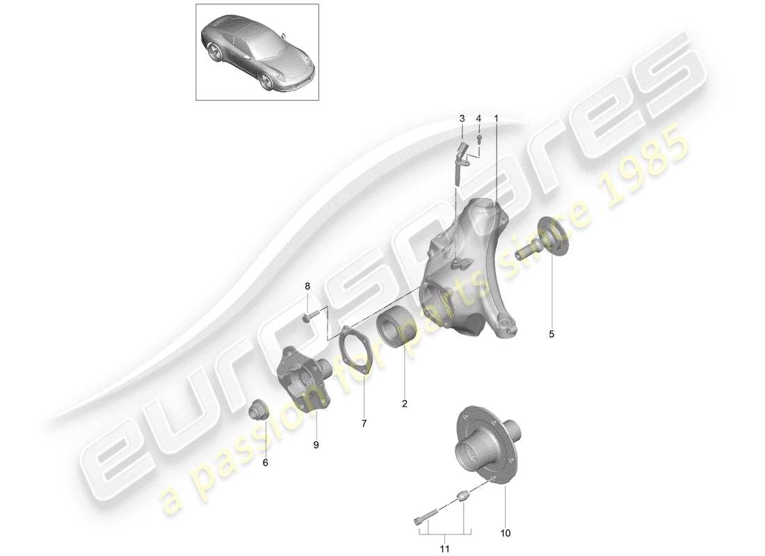 porsche 2012 (991-1) portaruota diagramma delle parti