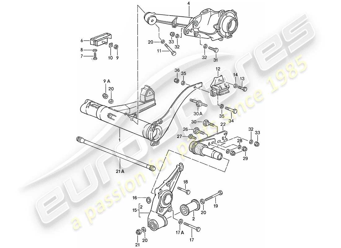 porsche 1989 (944) supporto asse posteriore - asse posteriore sterzante diagramma delle parti