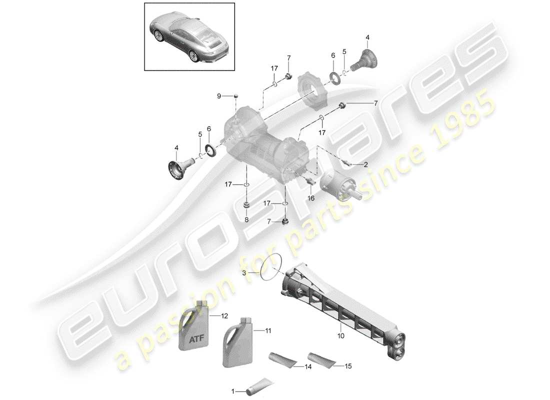 porsche 2017 (991-2) differenziale assale anteriore diagramma delle parti
