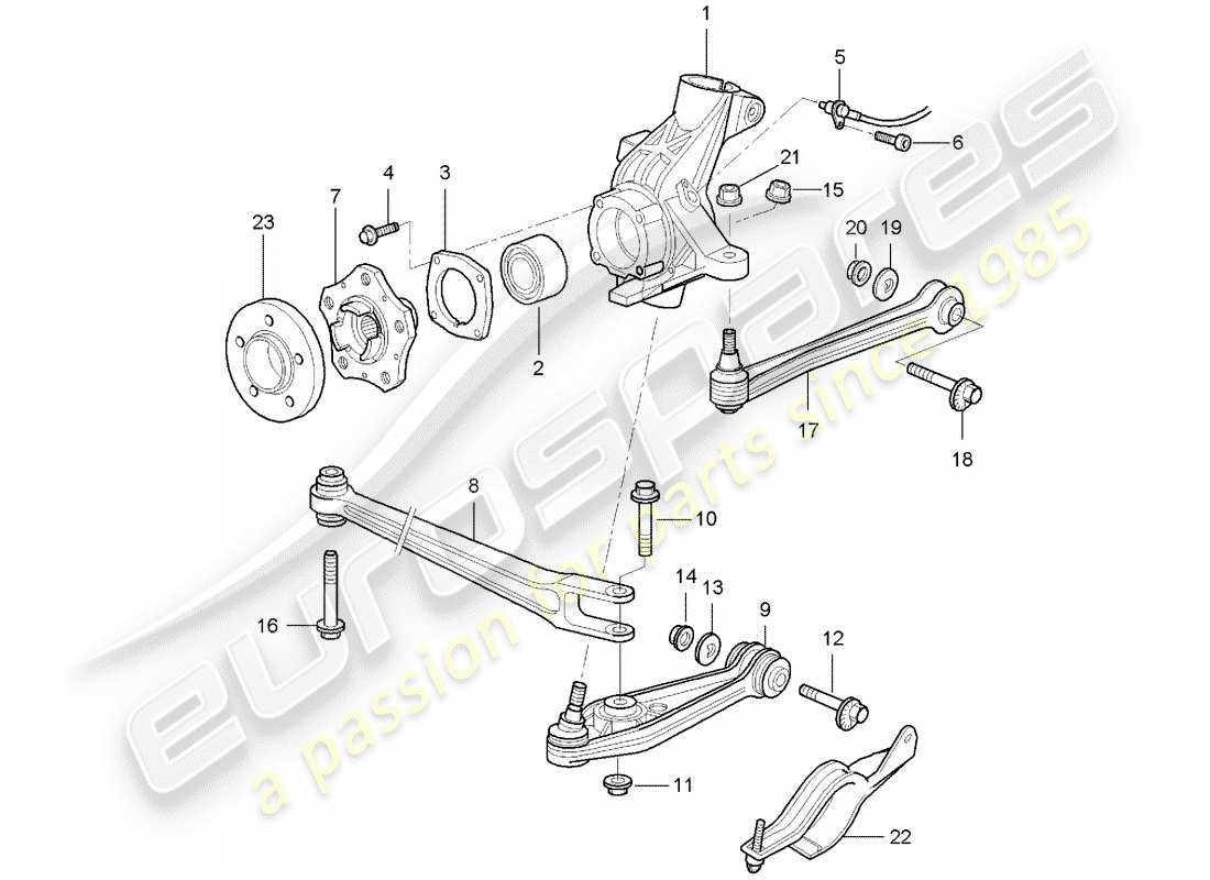porsche 2007 (987 boxster) asse posteriore diagramma delle parti